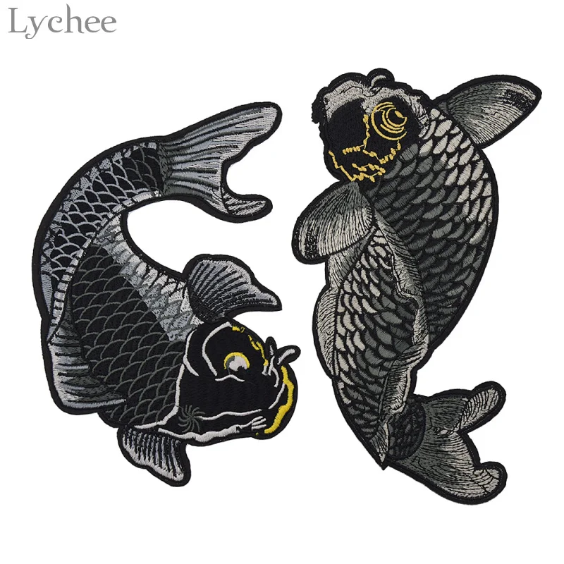 Lychee Life 1 комплект вышитых пластырей Koi Fish вышитый Железный пластырь для