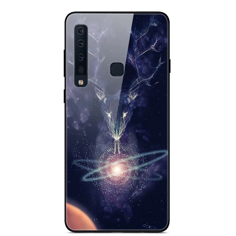Чехол из закаленного стекла для samsung Galaxy A9, чехол с планетой космосом, стеклянный чехол на заднюю панель для samsung A9 A920F A920 A9S, чехол