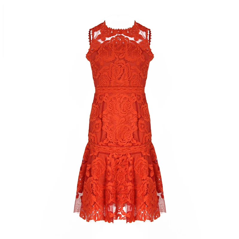 TWOTWINSTYLE кружевное платье с вышивкой для женщин без рукавов высокой талией