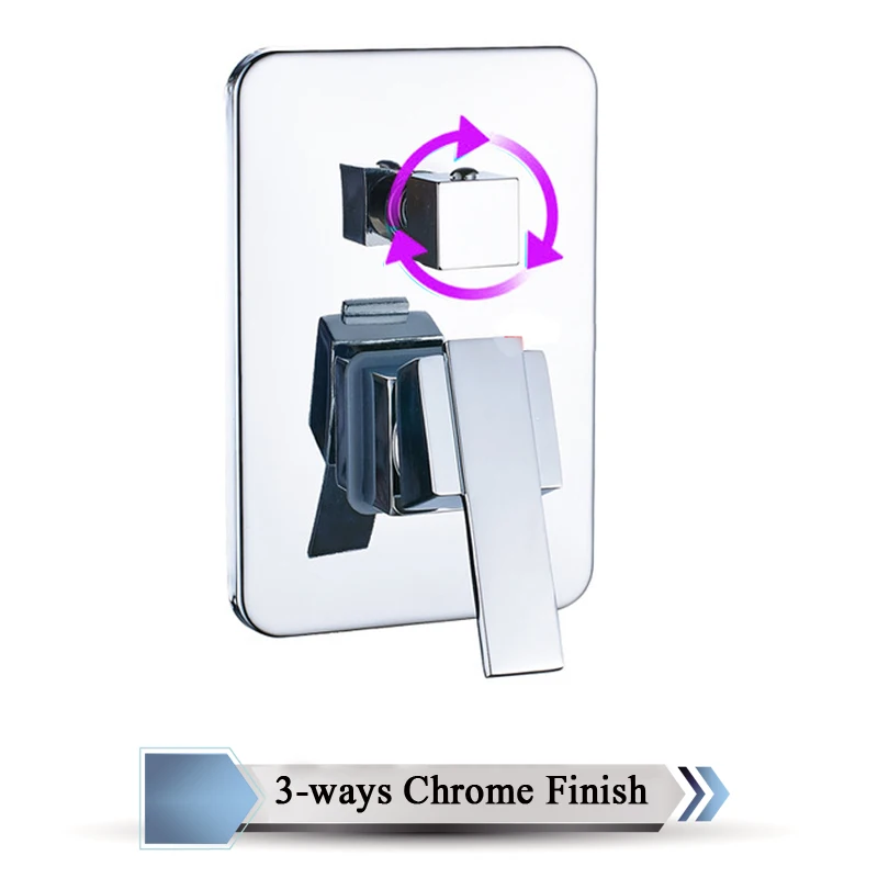 Chrome B 3-Way Твердый латунный смеситель для душа, регулирующий клапан, кран, картридж, скрытый душевой вентиль кранов, душевой клапан управления - Цвет: Chrome B 3-Way