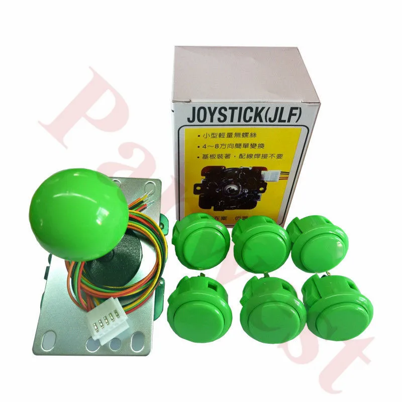 Япония оригинальная Sanwa JLF-TP-8YT джойстик+ 6 шт. OBSF-30 sunway кнопка для аркадной игры детали «сделай сам» комплекты - Цвет: Зеленый