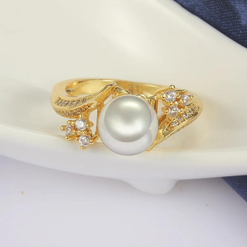 808 STORE New Classic Design Italy Fine Jewelry Pearl Ring Luxury Wedding Charm Bridal Crystal Accessories High Quality Hot Sale | Украшения