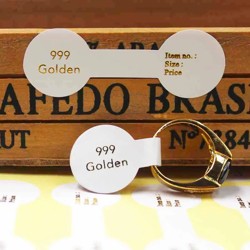 1000 шт в сложенном виде кольцевая этикетка для ювелирных изделий бирка Золотого