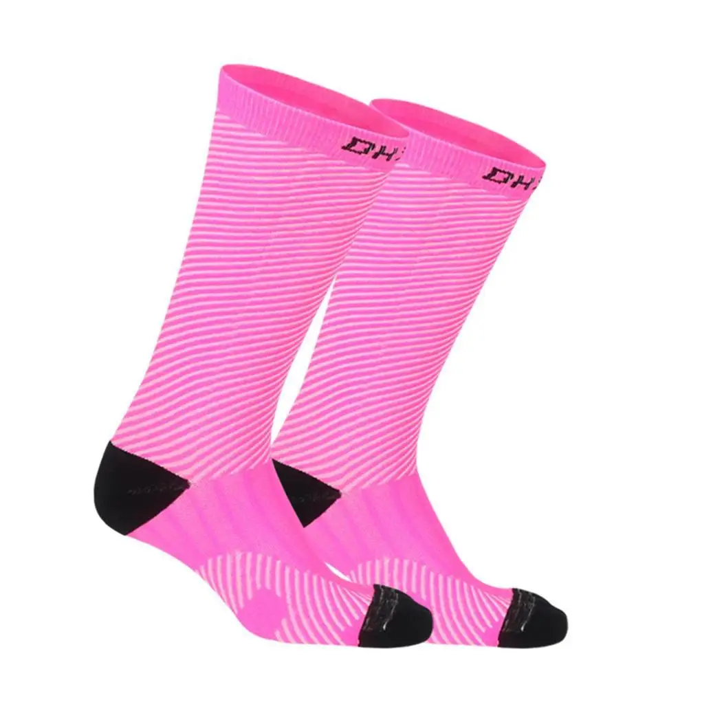 Унисекс мягкие дышащие износостойкие полосатые носки до колена с принтом для