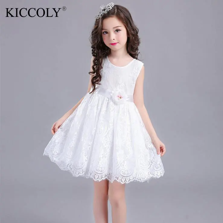 Жаркое лето Рождество Платье с цветочным узором для девочек Свадебные Кружево