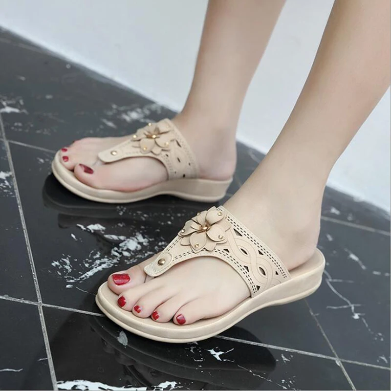 С украшением в виде цветка шлепанцы Вьетнамки босоножки летние женские туфли с