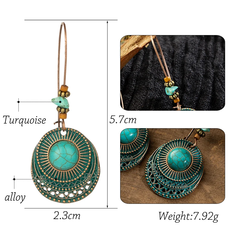 Висячие серьги Ehtnic в винтажном стиле с камнем для женщин висячие свадьбы