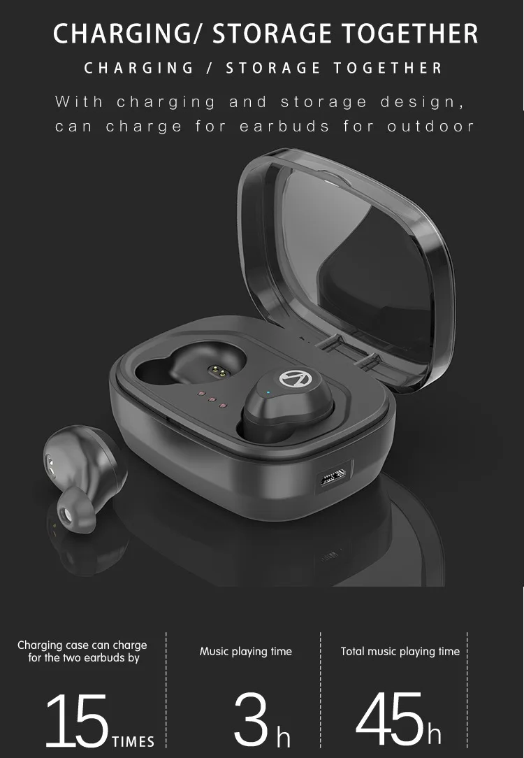 Новинка бинауральная IPX7 Водонепроницаемая 5,0 Bluetooth TWS Беспроводная bluetooth-гарнитура со встроенным микрофоном наушники с защитой от пота шумоподавление
