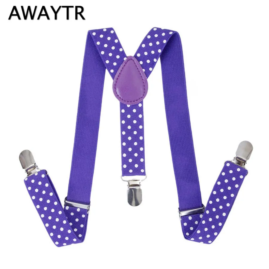AWAYTR/подтяжки с принтом в горошек для малышей Детские подтяжки 3 зажимами модная