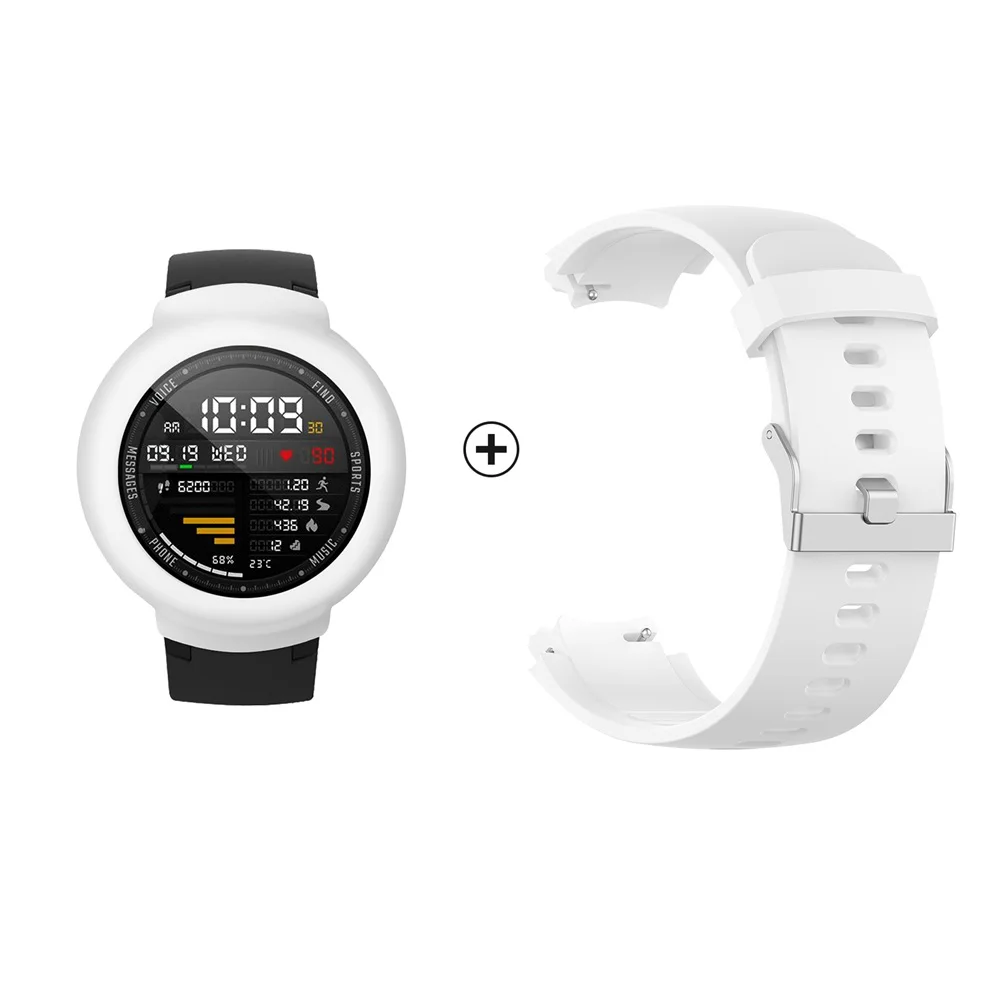 White Package Для Amazfit Verge 2 ремешок для часов для Amazfit Verge ремешок для Amazfit Verge lite PC Csae Крышка+ Мягкий силиконовый браслет аксессуары - Цвет: White Package