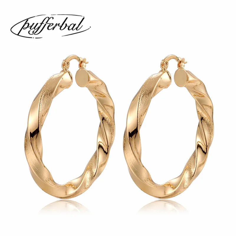 New Creative Jewelry High-Grade Elegant Earrings Gold Color Square Tube Round Wedding Party Earring For Women 50mm ZK40 | Украшения и