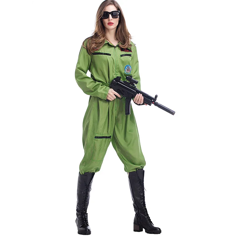 Для женщин летный Костюм зеленые женские туфли на выход Авиатор пилота солдат
