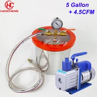 free shipping 5 gal 20l vacuum chamber pump with 4 5cfm 220v vacuum pump28cm30cm stainless steel degassing chamber