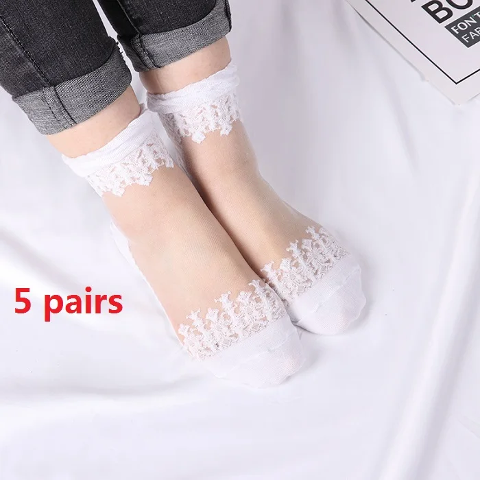 Style3 3/5 пар, горячая Распродажа, крутые дышащие летние стильные сексуальные черные кожаные носки, однотонные кружевные нейлоновые носки для женщин и девочек - Цвет: Style3