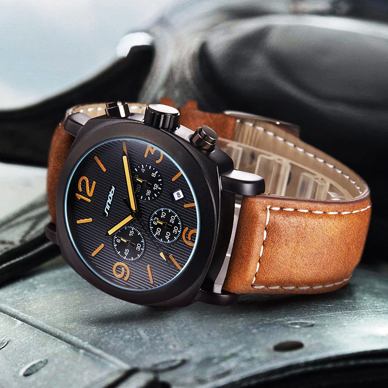 Мужские кварцевые часы с кожаным ремешком на ремешке|watch brand|watch brand menwatch f |