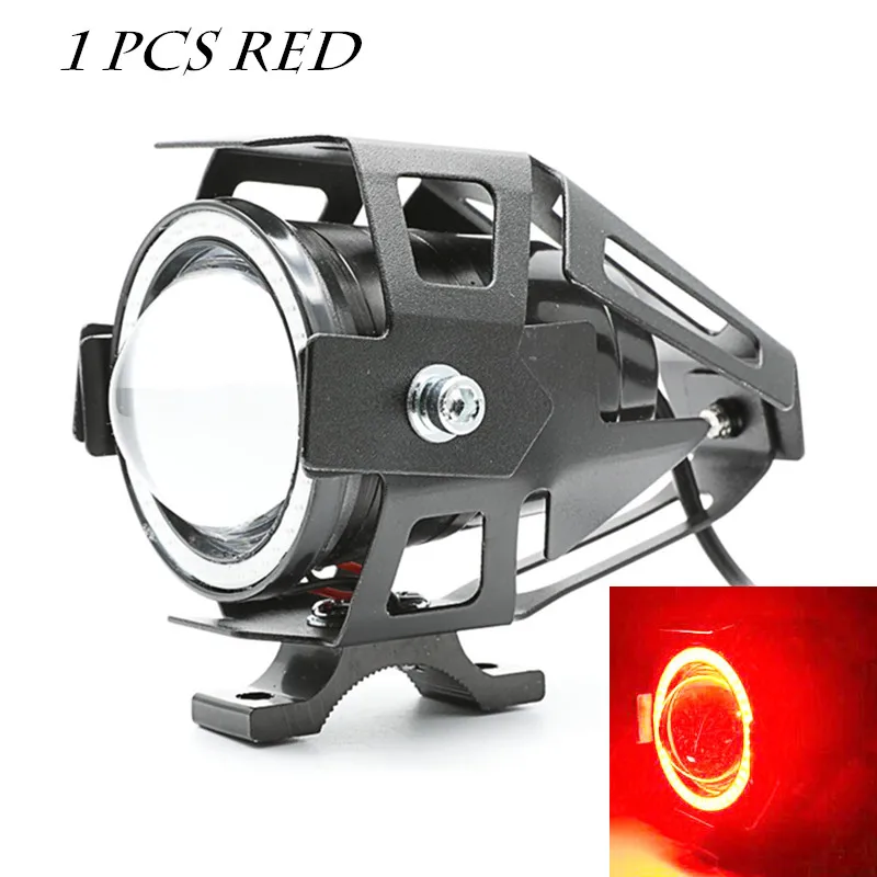1 Pcs Red QIPO мотоцикл ангельские глазки фары лампы Hi-lo луч U7 Светодиодный прожектор 12 В подходит для Honda Yamaha - Цвет: 1 Pcs Red