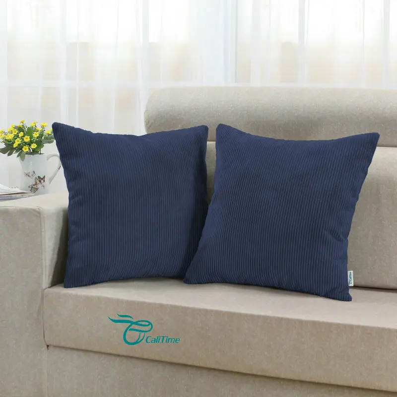 2 шт. квадратная наволочка CaliTime наволочки вельветовые в полоску сверхмягкий