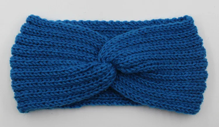 Lake blue Модная эластичная шерстяная тюрбан, твист, теплая повязка на голову для женщин, зимняя вязаная лента для волос, повязка на голову, удобные аксессуары для волос для девочек - Цвет: Lake blue