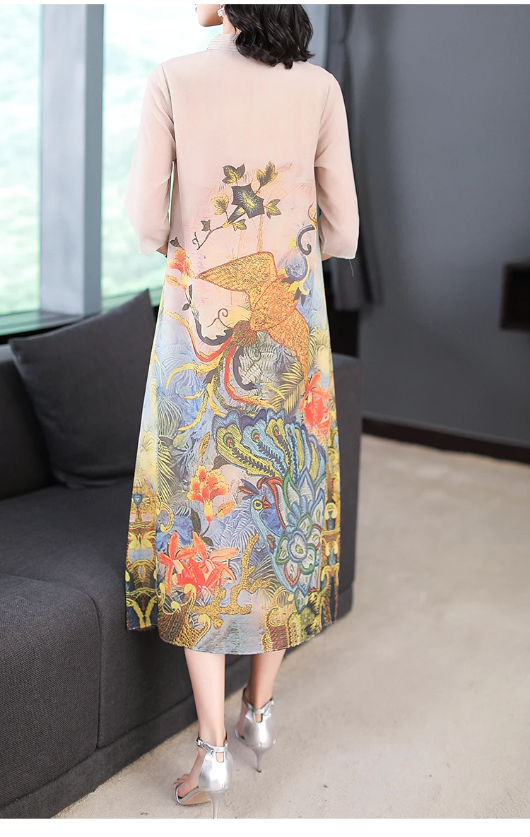 Женское винтажное платье с цветочным принтом повседневное свободное миди