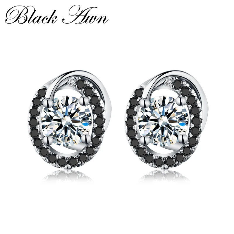 

[BLACK AWN] Pure 925 Sterling Silver Jewelry Natural Boucle D'oreille Stud Earrings for Women Fine Jewelry T176