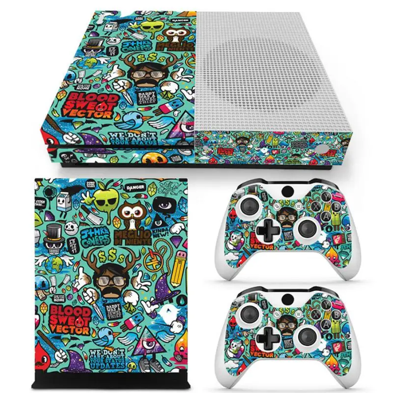 5 Мультяшный Дизайн Наклейка кожа для microsoft Xbox One тонкая кожа наклейка+ 2 шт контроллер скины для Xbox One S Аксессуары для игр - Цвет: 5