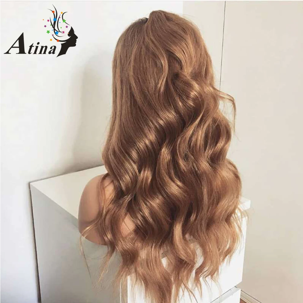 Colored Wig 1B27 Honey Blonde Ombre Brazilian Remy Wavy 130% Density Hair Two Tone Lace Front Human Wigs Atina | Шиньоны и парики