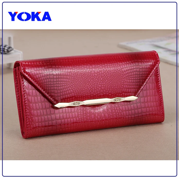 Женщины из натуральной коровья кожа сцепление кошельки Леди патент портмоне |