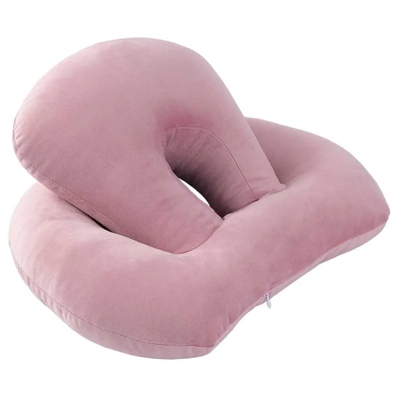 pink Подушка для офисного стола с ворсом, инновационная дорожная подушка для шеи с подлокотниками, подушка для поддержки спины для комфорта в любом положении сидя - Цвет: pink