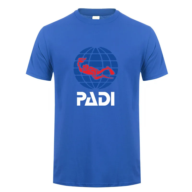 Royal PADI/футболка; летняя хлопковая футболка с короткими рукавами и надписью «scuba driver padi»; Мужская футболка; футболки; LH-084 - Цвет: Royal