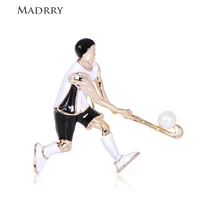 madrry sporty boy playing hockey brooches enamel figure brooch jewelry women men suit coat badge bag pins party accessory gifts