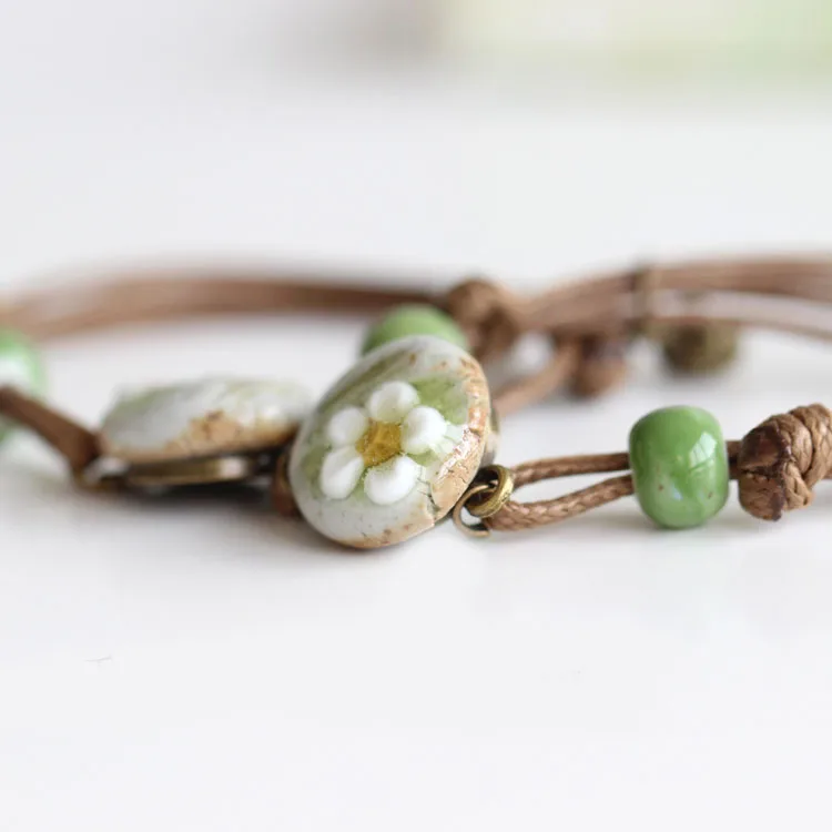 Fashion Bracelets For Women Ethnic Style Lady Women's Handmade Porcelain Beads Rope Free Shipping #1499 | Украшения и