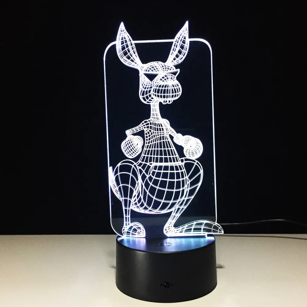Кенгуру 3d свет Валентина подарок на день рождения Led Настольная лампа Powerbank Новинка Luminaria Led Usb 7 цветов изменить настольная лампа