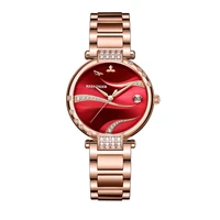 reef tiger rt red dial rose gold luxury fashion diamond women watches stainless steel bracelet automatic rga1589