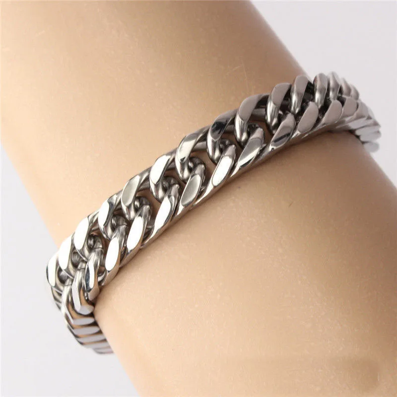 Браслет-цепочка мужской из нержавеющей стали 15 мм 23 хип-хоп байкер кубинский