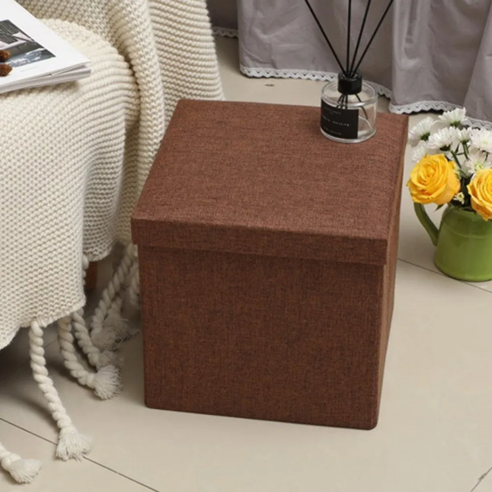 Чистый цвет имитация льняного картона коробка для хранения 2 в 1 домашнего