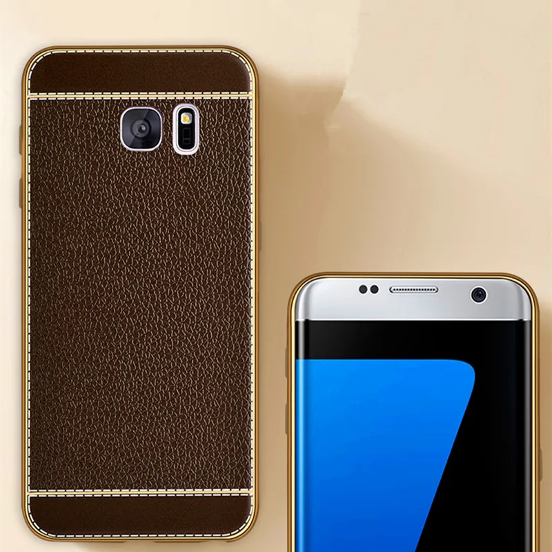 CrazyU Для Samsung Galaxy S7 Edge Case Роскошные покрытие ТПУ Кожи Задняя Крышка Телефона Мешок