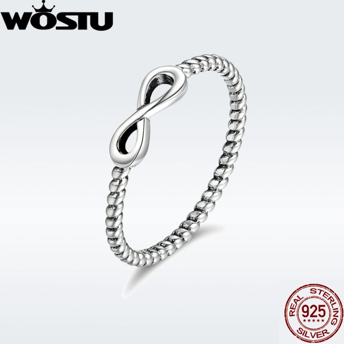 WOSTU Лидер продаж 925 пробы Серебряное Бесконечное Кольцо для женщин и девушек S925 Кольца на палец серебряные ювелирные изделия свадебный подарок DXR332