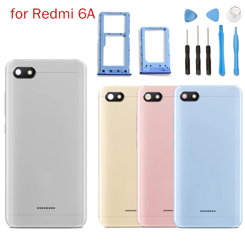 Для Xiaomi Redmi 6A Задняя крышка батареи для Xiaomi Redmi 6A задняя дверь Корпус задняя крышка Держатель карты лоток Ремонт Запасные части