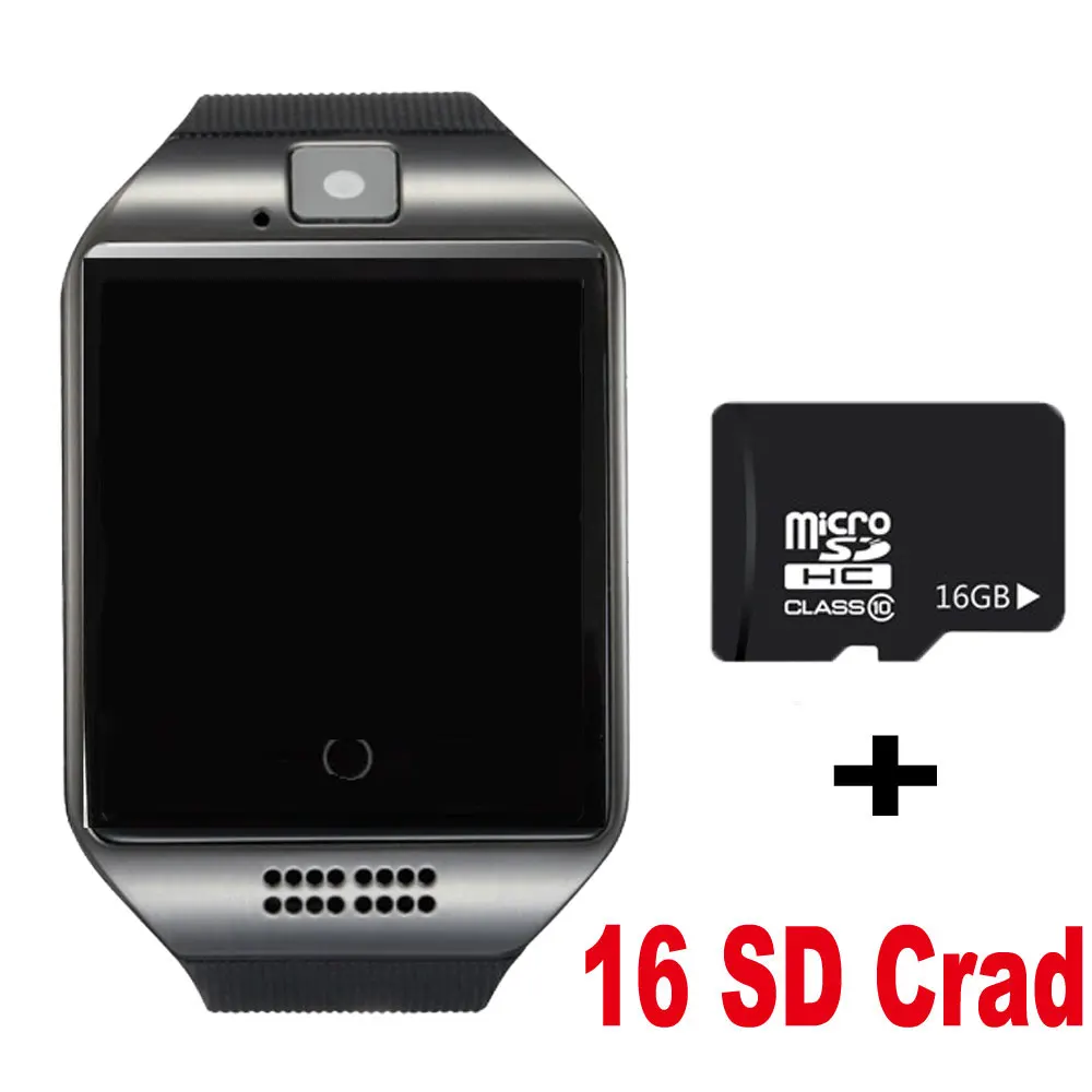 Bluetooth Смарт-часы Q18 Смарт-часы с поддержкой TF sim-карты GSM камера для Android IOS умные часы-телефон для мужчин и женщин Спорт - Цвет: black 16GB