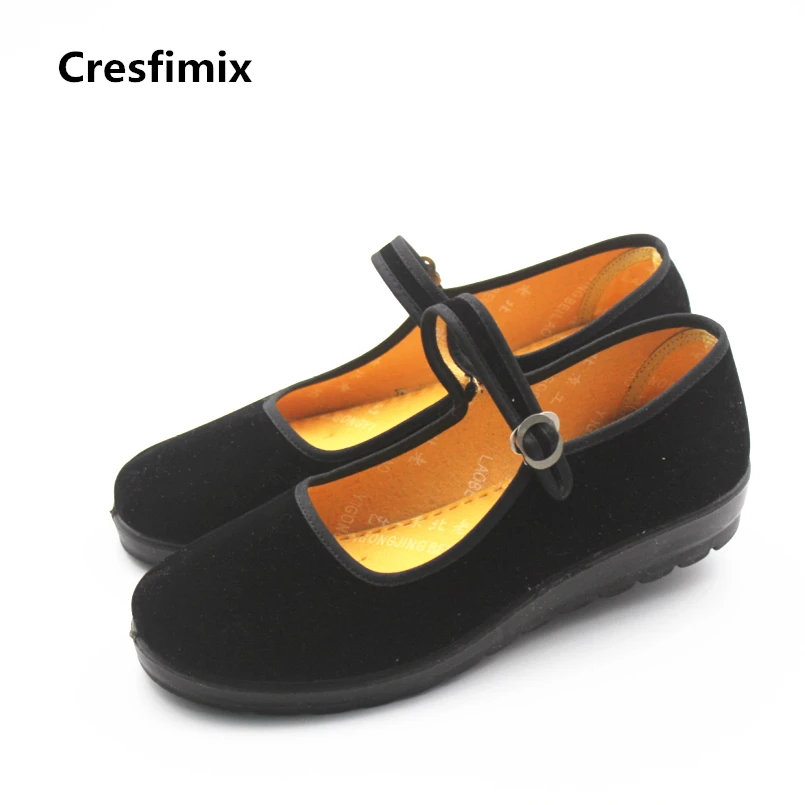

Туфли Cresfimix женские, повседневные, на пуговицах, черные, мягкие и удобные, в стиле ретро, для танцев, весна-лето