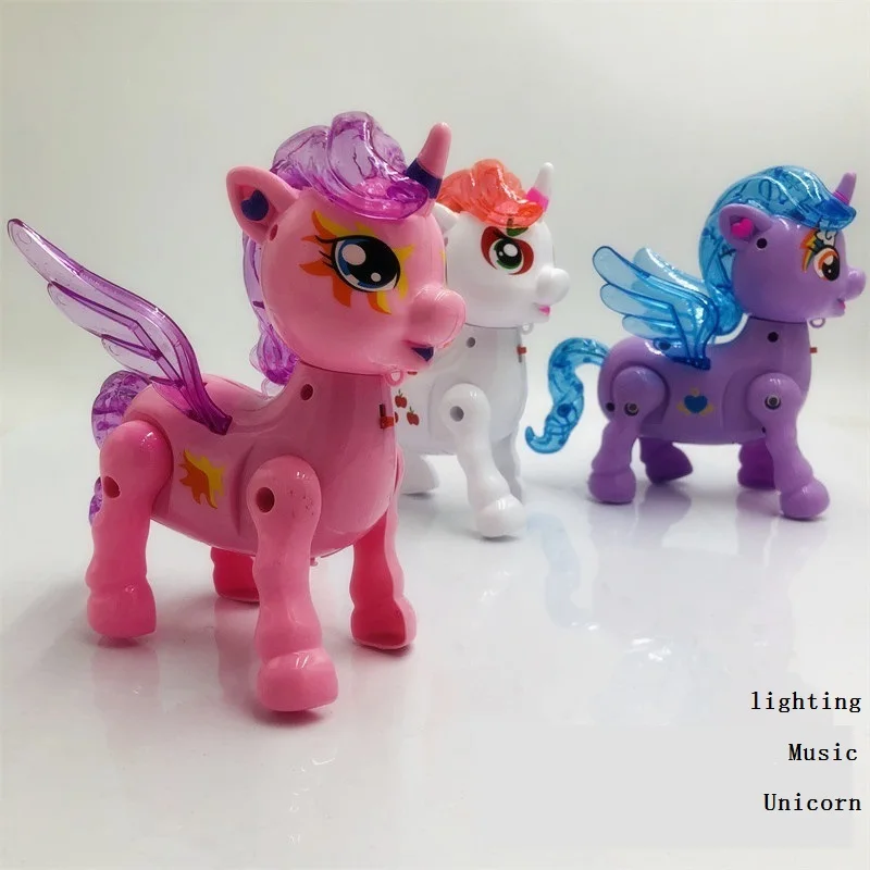 Электрический Единорог люминесценции с музыкой тянуть веревку детские игрушки