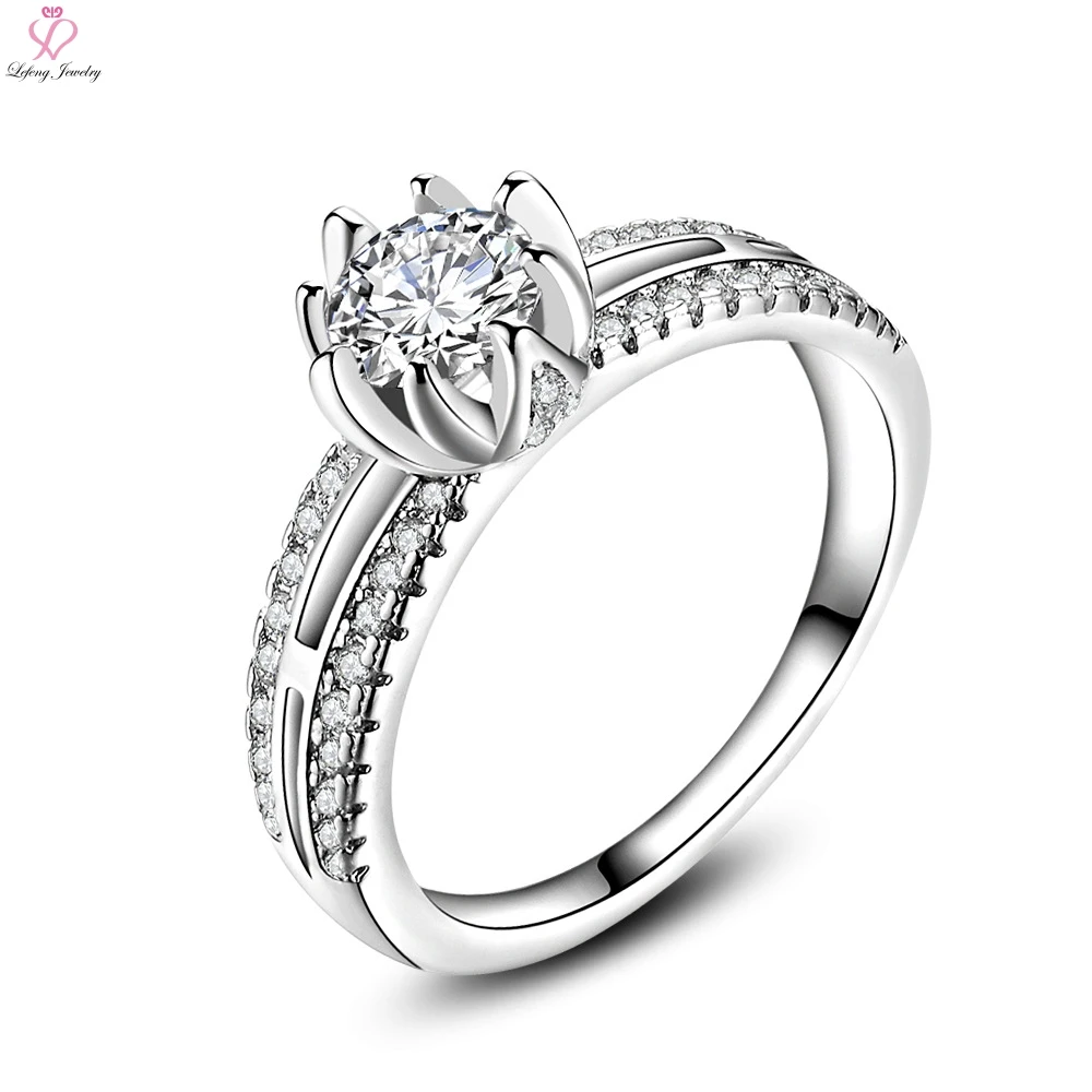 Изысканный посеребренные цветок лотоса женщины обручальное кольцо проложили