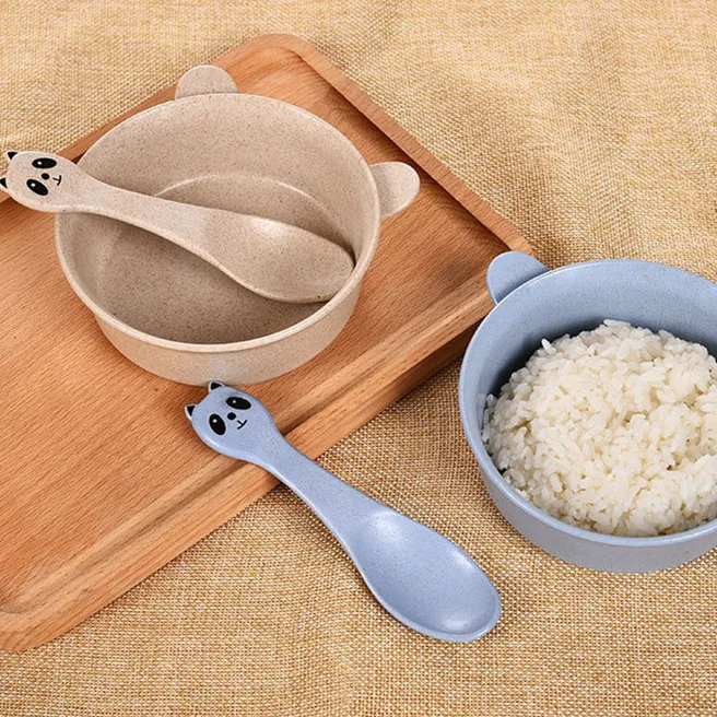 2 шт. ложка + чаша детская посуда набор Милый Панда малыш блюдо тарелка