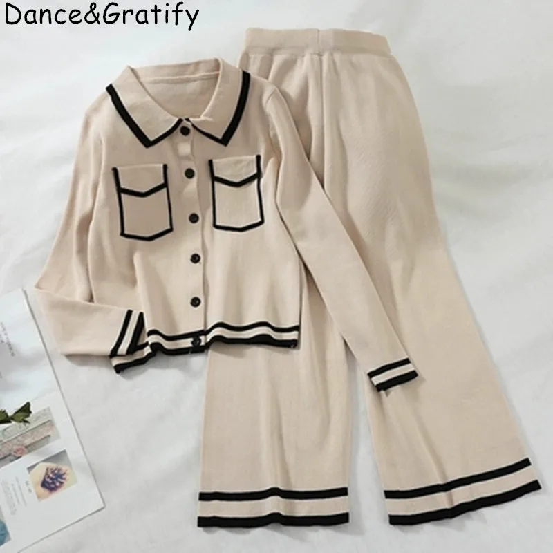 Высокое качество элегантные женские свитера комплект из 2 предметов комплекты со