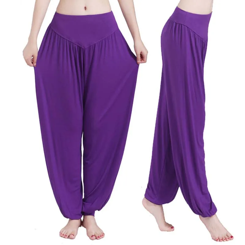Женские длинные брюки с высокой талией шаровары Youga из модала для танца живота