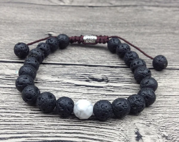 YA2464 лабрадорит лавовый камень бусины подвески лечебный браслет шнур узел