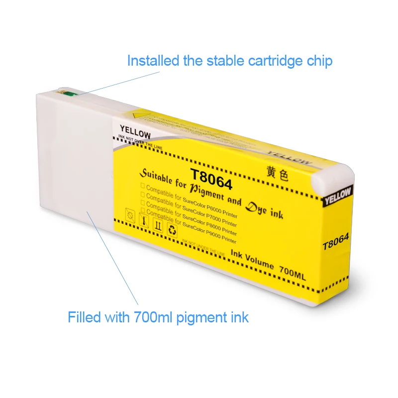 Картридж для принтера Epson SureColor P7080 P9080 T806A T806B заполненный пигментными чернилами (11