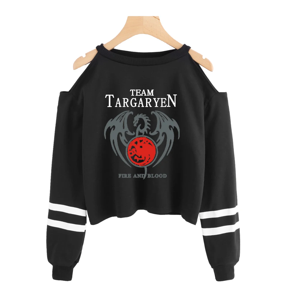 Игра престолов Толстовка Dracarys толстовка с открытыми плечами модный короткий сексуальный хип-хоп пуловер с принтом пуловер Одежда для женщин