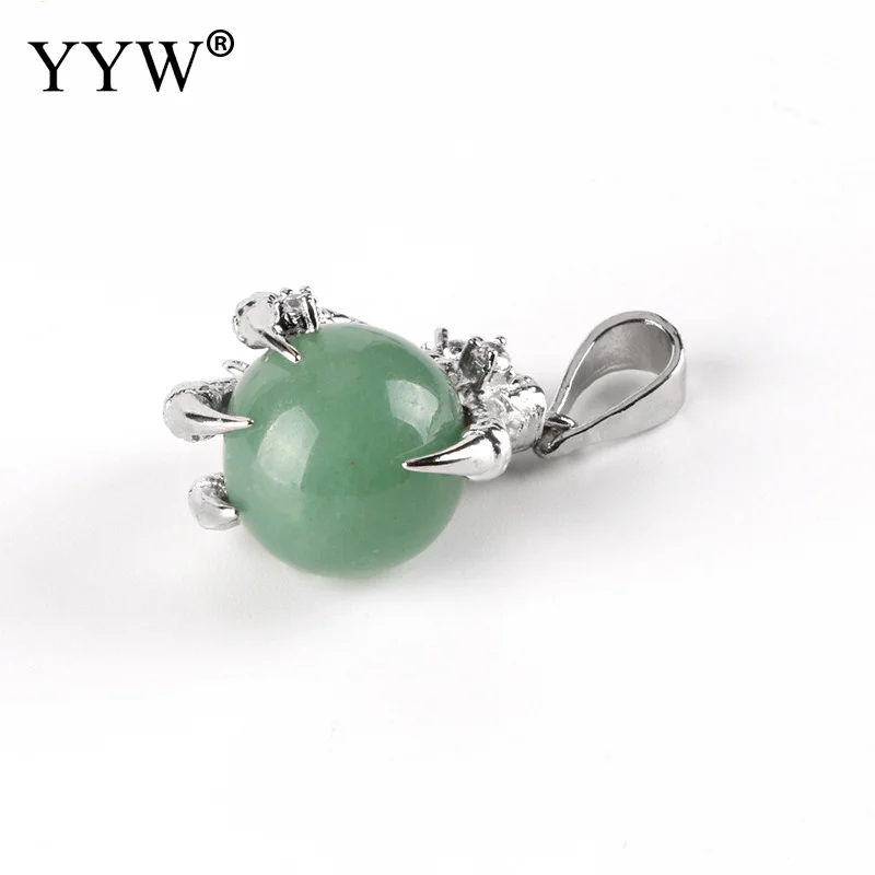 green aventurine YYW Дракон из натурального камня подвески в форме лап/когтей для ожерелья розовый с кварцевым тигровым глазом зеленый авантюрин рейки Ювелирные изделия Подвески маятник - Окраска металла: green aventurine