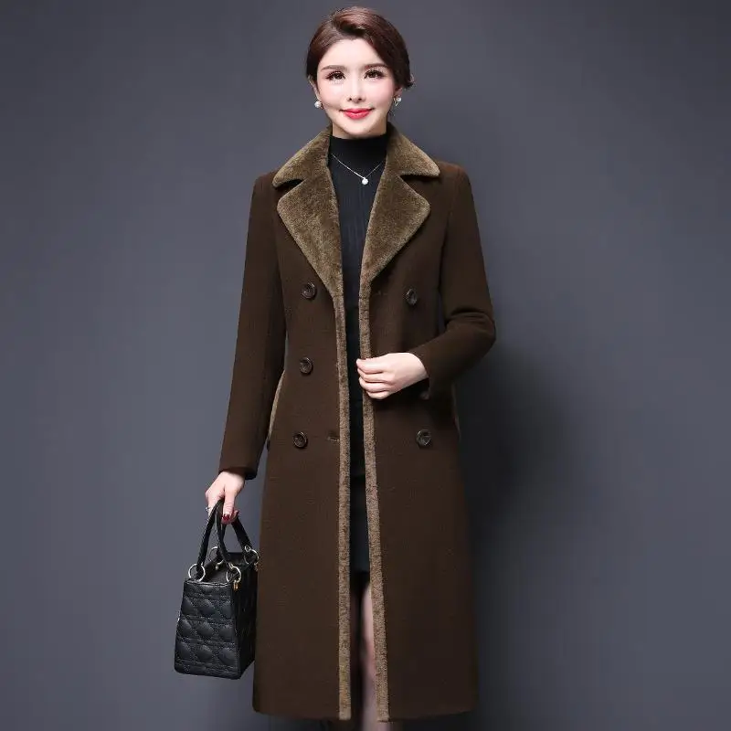 M 5XL casaco feminino 2019 Женское пальто осень широкий кашемировая шерсть женская верхняя